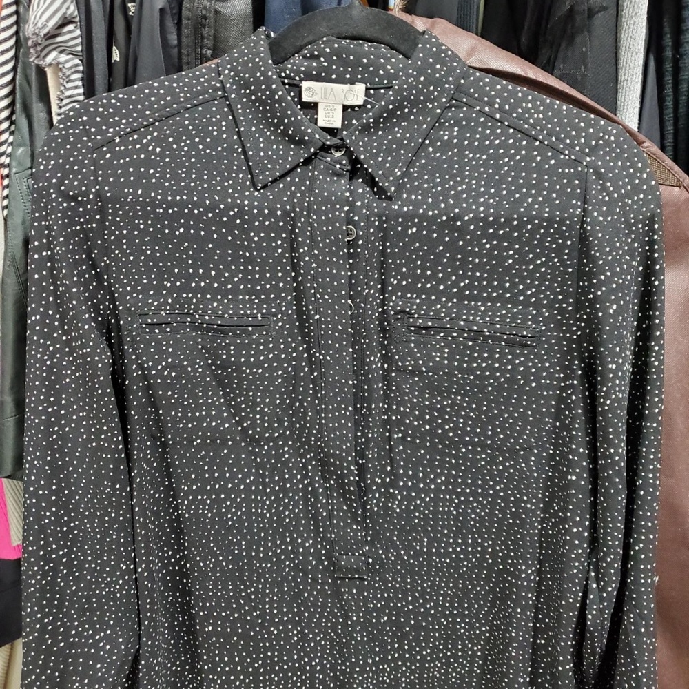 Long Sleeved Black and White Polka Dot Dress - NWT